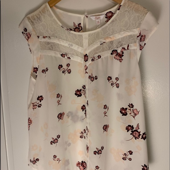 🌸 NWT Candies White, Maroon & Pink Floral Blouse - Picture 1 of 3